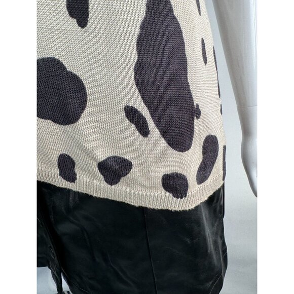 Joseph A. Silk Polka Dot Sweater Beige & Black Size L 100% Silk Women's Short Sl - Picture 10 of 16